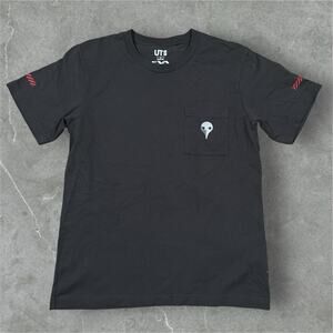 Evangelion X Uniqlo Anime Graphic Black Short Sleeve T-Shirt Small Pocket Tee